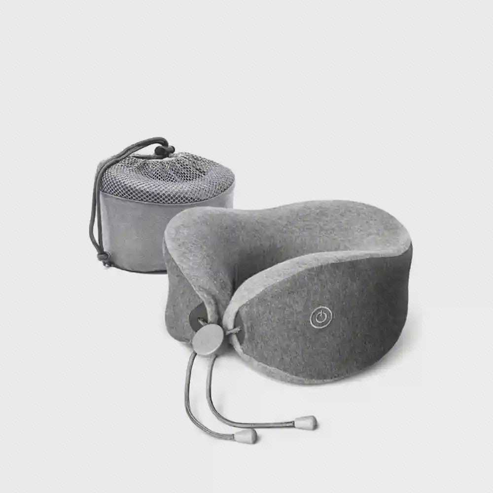 نمای ماساژور LeFan LF-TJ001 و کیف بالشتک ماساژور گردن خاکستری لیفان LF-TJ001 کنار کیف حمل