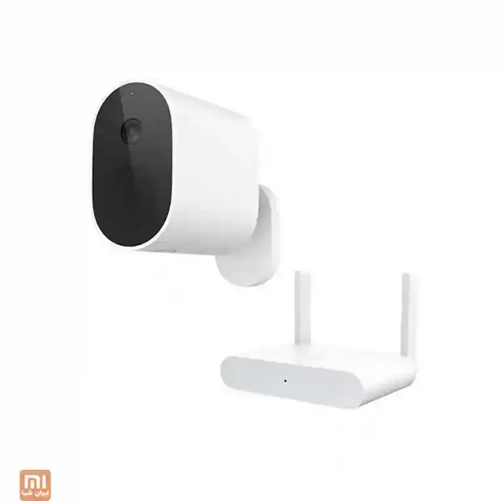 نمای مجموعه دوربین Xiaomi MWC13 و گیرنده بیسیم دوربین امنیتی سفید شیائومی MWC13 همراه با هاب دوآنتنه