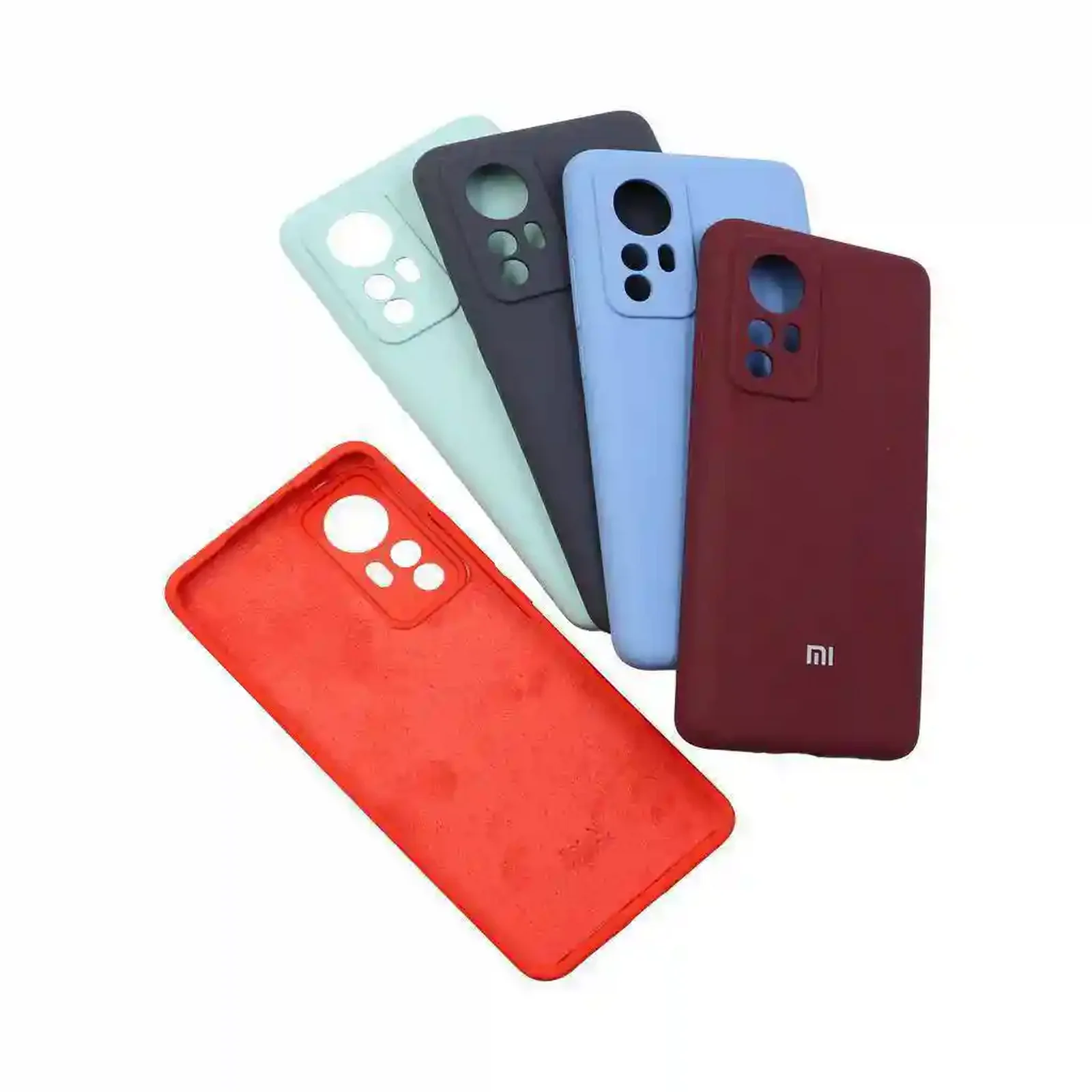 رنگبندی کاور اورجینال Xiaomi 12X با نمای داخل نارنجی مجموعه کاورهای سیلیکونی شیائومی Xiaomi 12X در چند رنگ