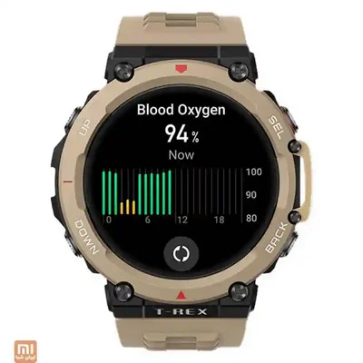 نمای سنجش اکسیژن خون در ساعت Amazfit T-Rex 2 خاکی