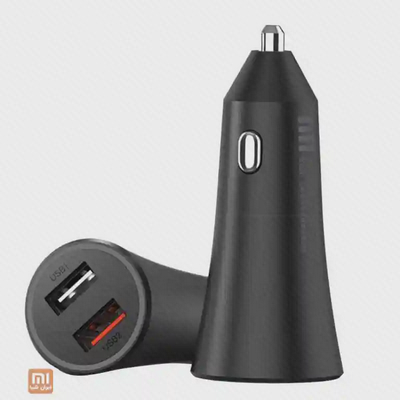 نمای دو زاویه شارژر فندکی شیائومی Mi 37W شارژر فندکی شیائومی Mi 37W مشکی با دو درگاه USB