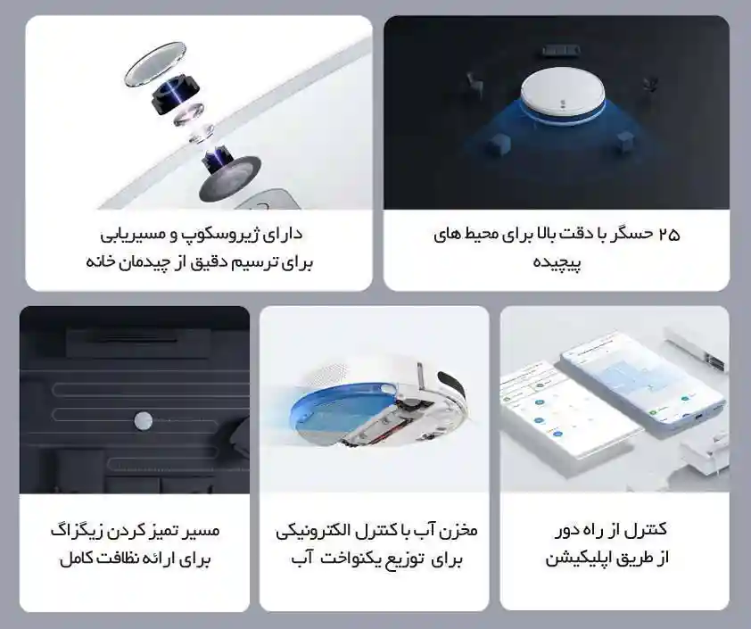 جارو رباتیک شیائومی مدل Mop 2 Lite - سنسور های پیشرفته برای نظافت دقیق و هوشمند