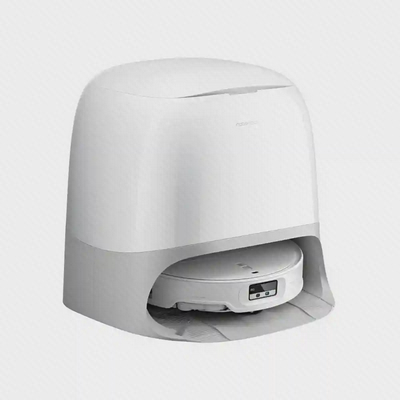 مجموعه Roborock Qrevo Curv 2 ProX با داک سفید جارو رباتیک سفید Roborock Qrevo Curv 2 ProX داخل ایستگاه منحنی