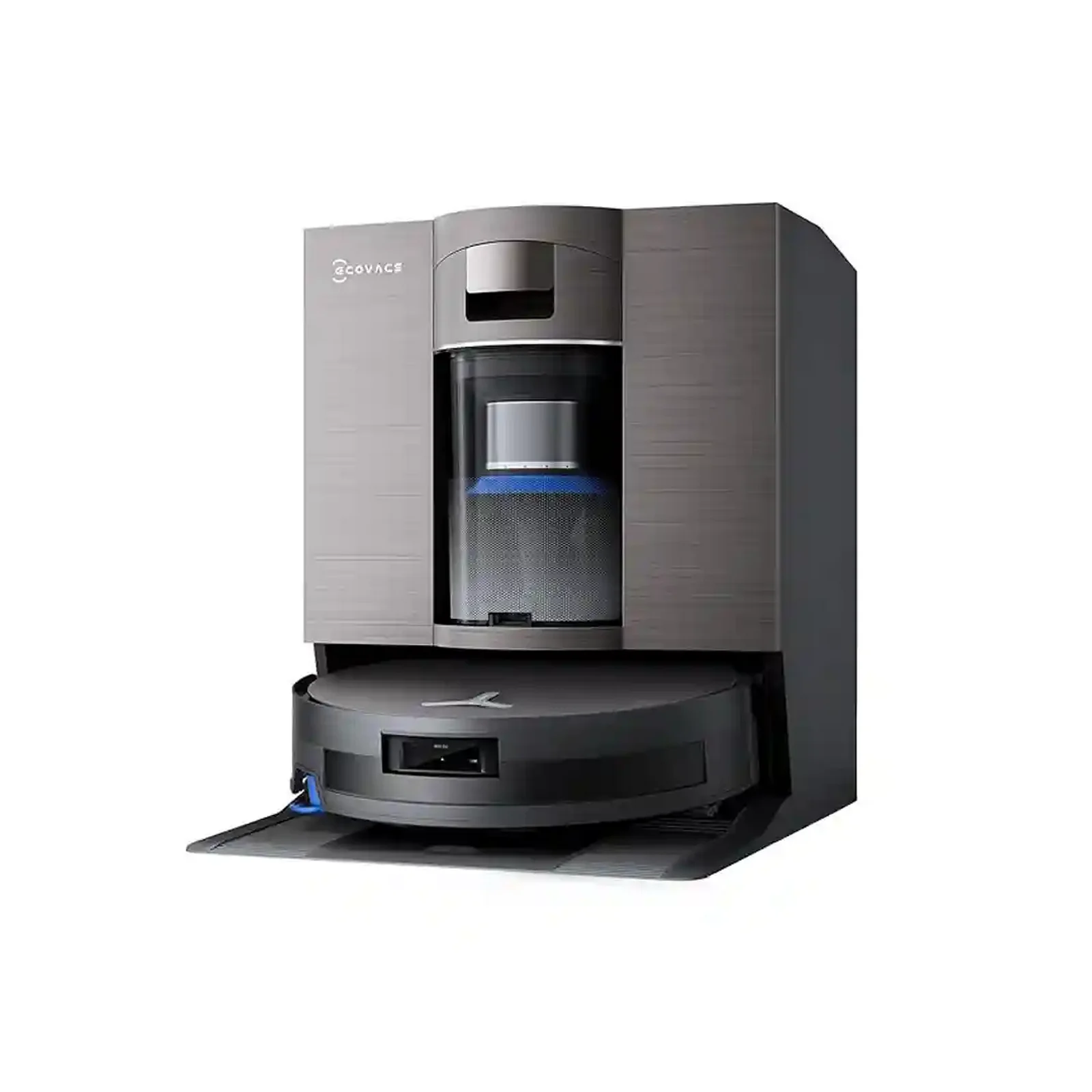 مجموعه جارو رباتیک Ecovacs X11 OmniCyclone جارو رباتیک اکووکس X11 OmniCyclone داخل ایستگاه چندمنظوره مشکی