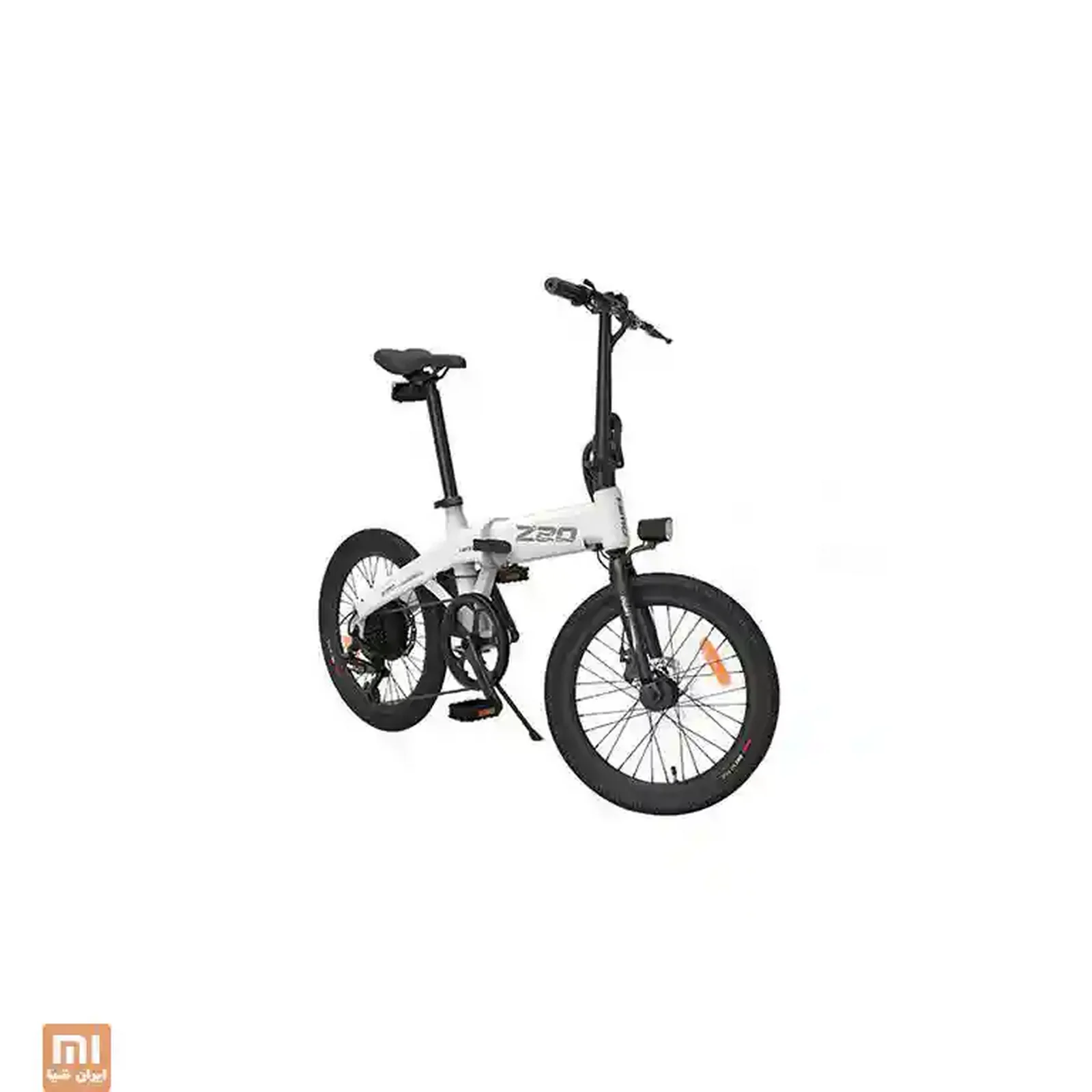 نمای اصلی دوچرخه برقی HIMO Z20 سفید دوچرخه الکتریکی تاشو سفید شیائومی HIMO Z20 از نمای سهرخ