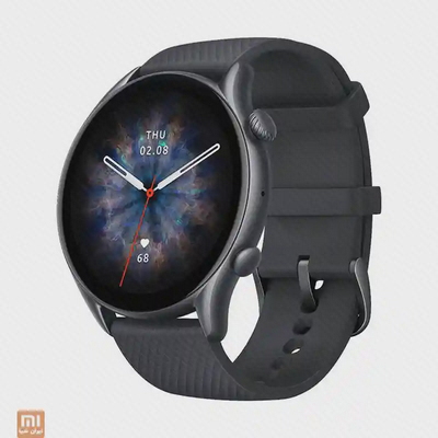 نمای سه‌ربع راست Amazfit GTR 3 Pro مشکی با بند باز