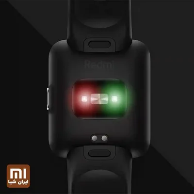 حسگرهای پشت Redmi Watch 2 Lite پشت Redmi Watch 2 Lite مشکی با حسگر اپتیکی روشن و پینهای شارژ
