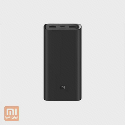 نمای روبه‌روی پاوربانک Xiaomi Mi Power Bank 3 ظرفیت 20000mAh مشکی