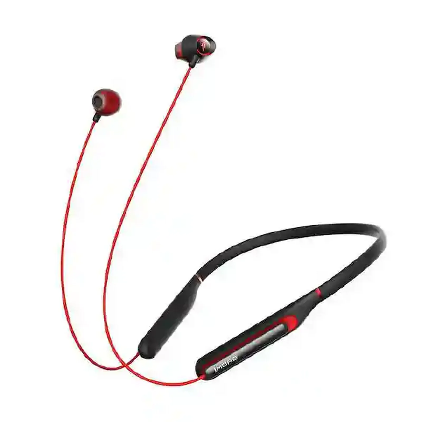 نمای کامل هدفون 1MORE Spearhead VR BT هدفون بیسیم وان مور Spearhead VR BT مشکی و قرمز با طراحی دور گردنی