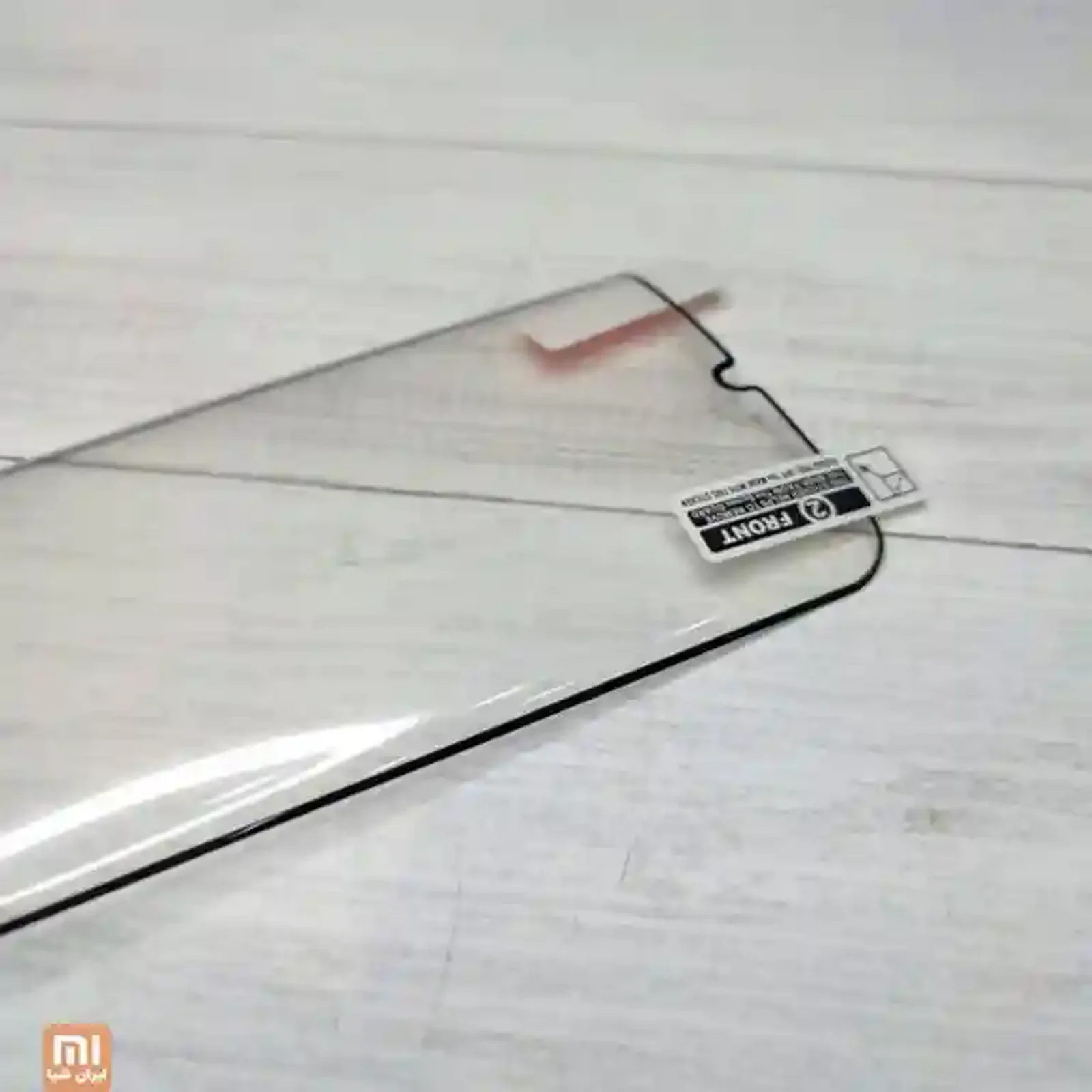 جزئیات لایه جلوی برچسب نانو Mi Note 10 کلوزآپ محافظ نانو Mi Note 10 با لیبل راهنمای FRONT