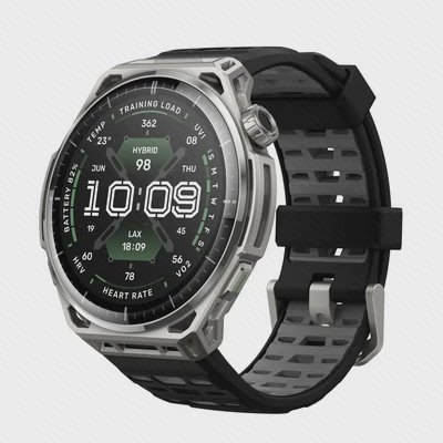 نمای اصلی ساعت Amazfit Balance 3 ساعت هوشمند Amazfit Balance 3 با قاب نقرهای و بند ورزشی مشکی