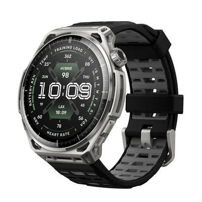 نمای اصلی ساعت Amazfit Balance 3 ساعت هوشمند Amazfit Balance 3 با قاب نقرهای و بند ورزشی مشکی