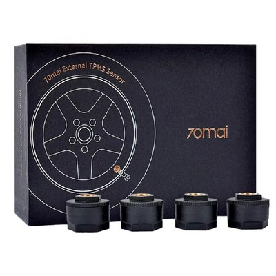 محتویات بسته سنسور باد لاستیک 70mai External TPMS T04 بستهبندی سنسور فشار باد خارجی 70mai T04 همراه چهار سنسور مشکی