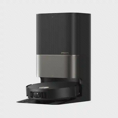 ایستگاه و جارو دریم X50 مشکی جارو گرد مشکی مقابل ایستگاه Dreame X50 Ultra Complete در نمای مستقیم