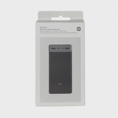 بستهبندی پاوربانک PB3018ZM جعبه روشن پاوربانک Xiaomi PB3018ZM با تصویر مدل تیره