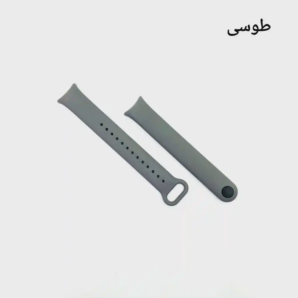 بند طوسی Xiaomi Mi Band 9 دو تکه بند طوسی Mi Band 9 با سوراخهای تنظیم و پین تیره