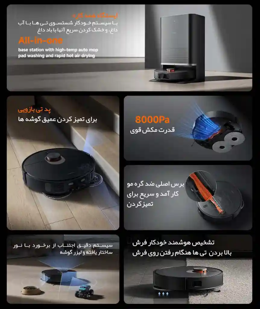 جارو رباتیک شیائومی مدل X20 Max - جارو رباتیک شیائومی مدل X20 Max فوق العاده هوشمند و متخصص در تمیزی