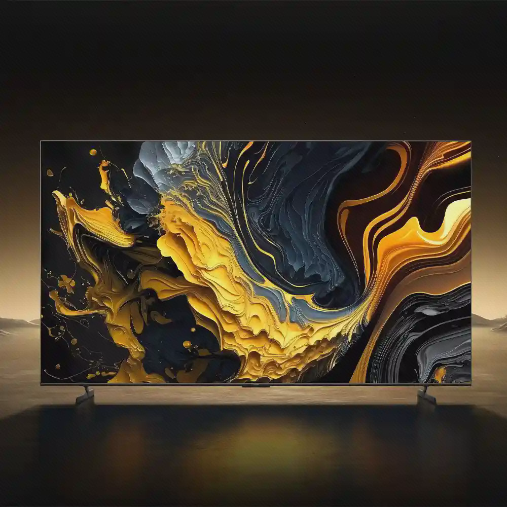 تلویزیون Xiaomi TV Max 85 2025 روی میز در فضای داخلی