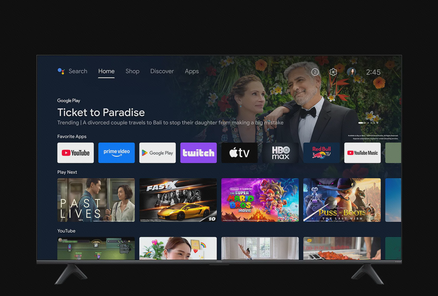 رابط Google TV تلویزیون شیائومی صفحه اصلی Google TV روی تلویزیون Xiaomi TV S Mini LED 65 2026