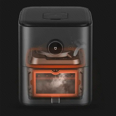 پوستر بخار هواپز ۷ لیتری میجیا بدنه شفافشده Mijia Smart Steam Air Fryer 7L با نمایش بخار در محفظه