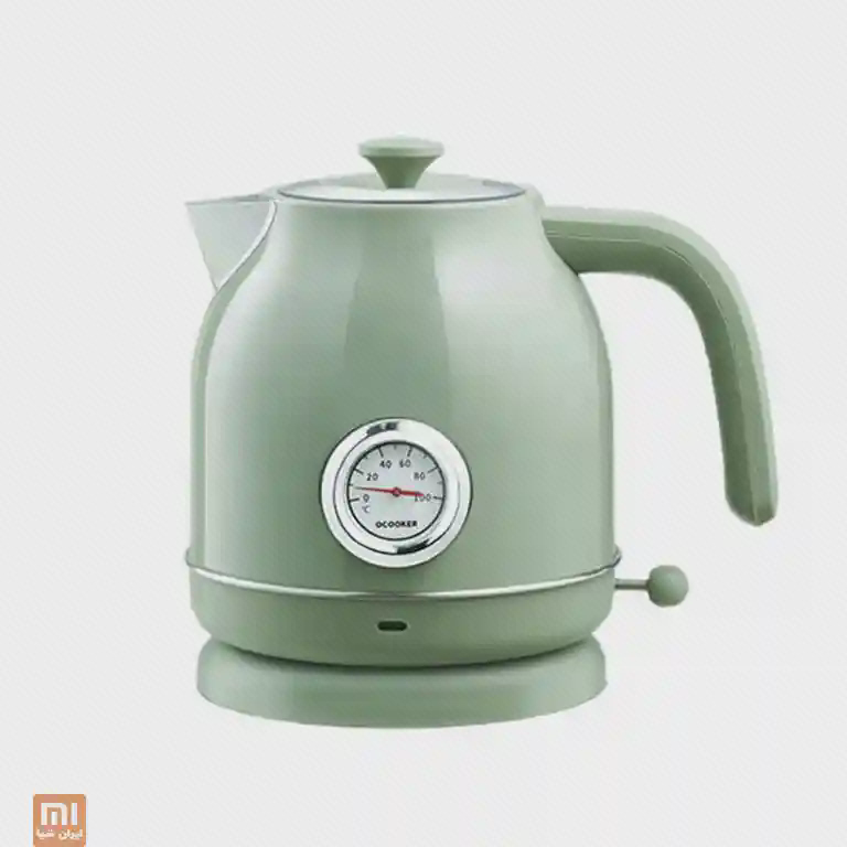 کتری QCOOKER QS-1701 سبز کتری برقی سبز QCOOKER QS-1701 با دماسنج گرد روی بدنه