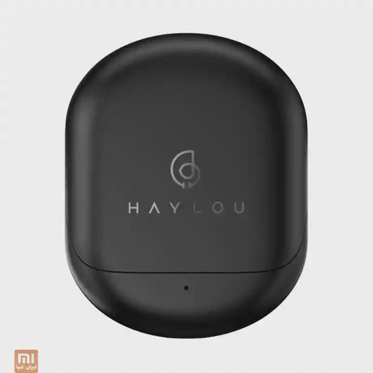 کیس بستهٔ Haylou X1 Pro کیس بسته مشکی Haylou X1 Pro با نشان Haylou و چراغ کوچک جلویی