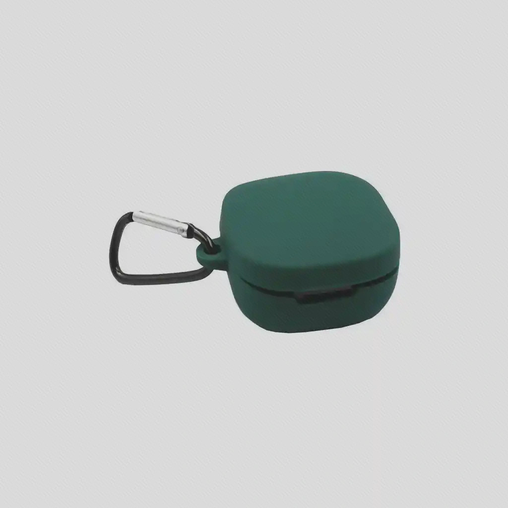 محافظ سبز کیس QCY T13 کاور سبز QCY T13 در حالت بسته با قلاب مشکی کناری