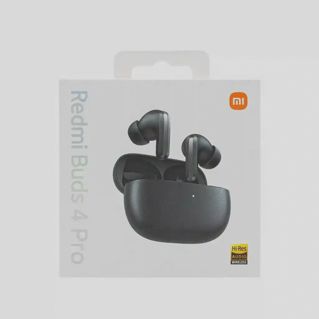جعبه Redmi Buds 4 Pro مشکی با نام کامل مدل و نشان Hi-Res Audio Wireless