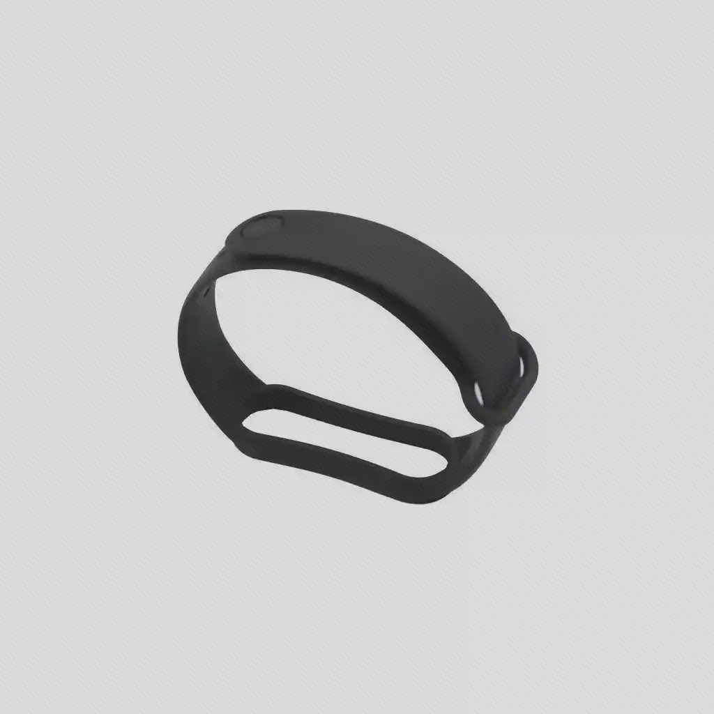 فرم بند مشکی Mi Band 7 بند مشکی Mi Band 7 با جای خالی بیضیشکل کپسول و بست دکمهای