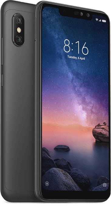 تصویر رسمی جلو و پشت Redmi Note 6 Pro مشکی برای شناسایی مدل گوشی