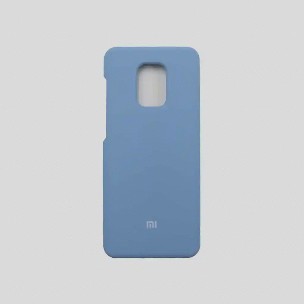کاور آبی Redmi Note 9 Pro با بازشوی دوربین در بالای وسط و فرورفتگی کناری