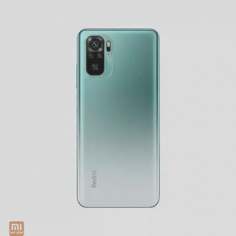 پشت سبز Redmi Note 10 با دوربین اصلی بزرگ و سه دوربین کوچک‌تر