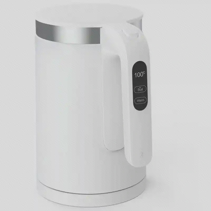 نمای کامل کتری سفید Viomi V-SK152A کتری سفید Viomi با نمایشگر دما و کلیدهای Boil و Warm روی دسته