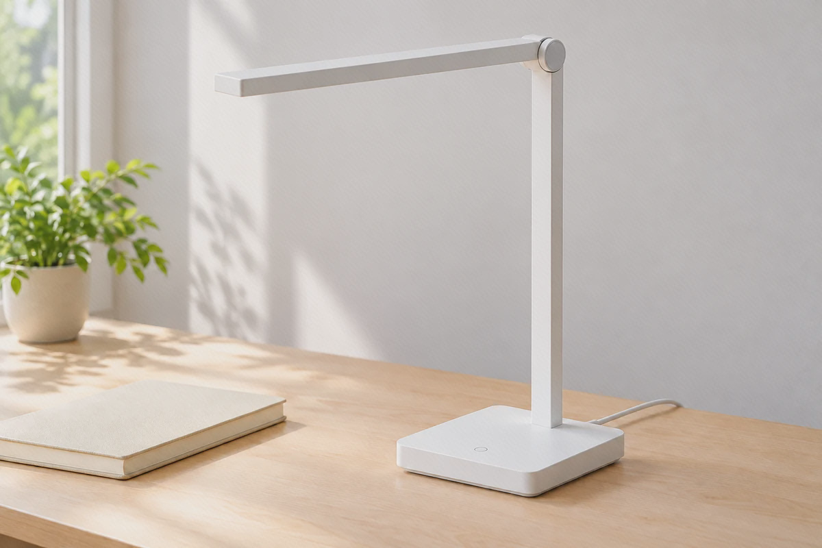نمای بدنه سفید و کلید کوچک روی پایه چراغ Mijia Table Lamp Lite