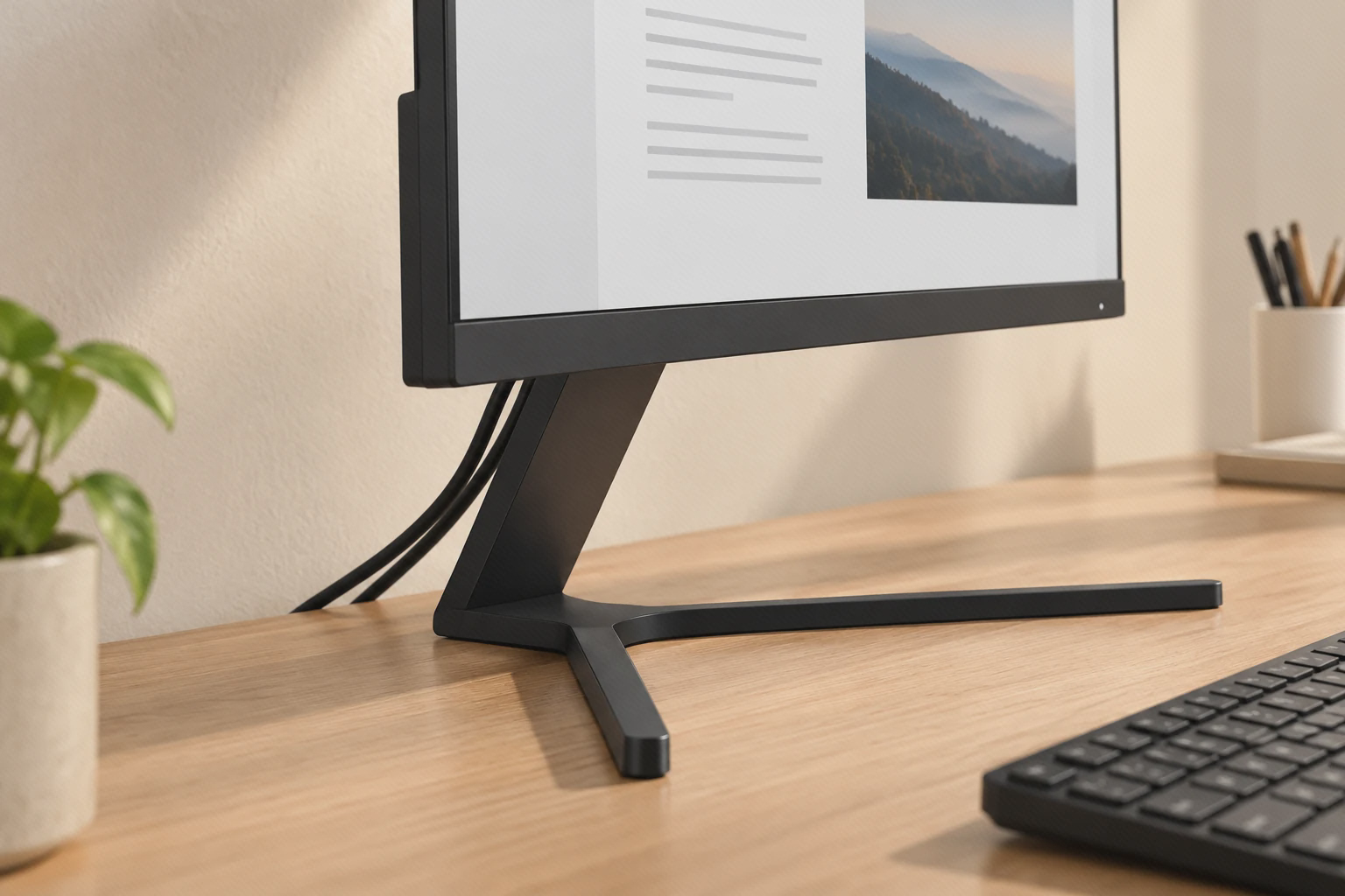 نمای جانبی بدنه و پایهٔ مانیتور Mi Desktop 27