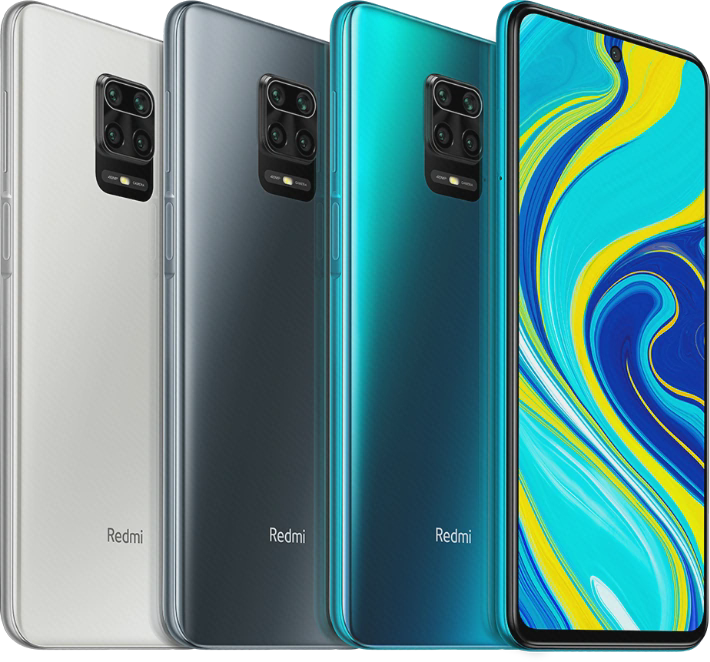 تصویر رسمی Redmi Note 9S با نمای جلو و پشت و چهار دوربین میانی