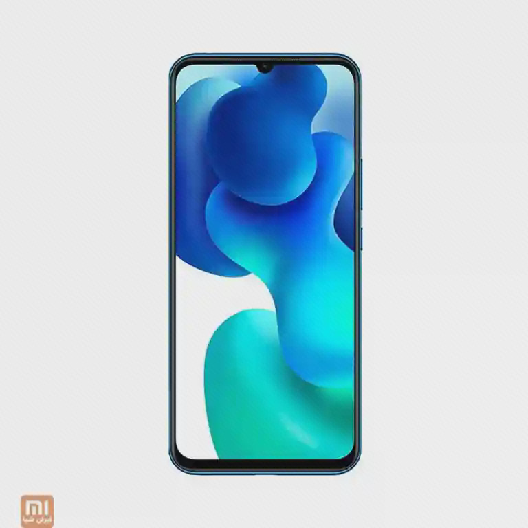 نمای جلوی Mi 10 Lite 5G با نمایشگر روشن و بریدگی قطره‌ای