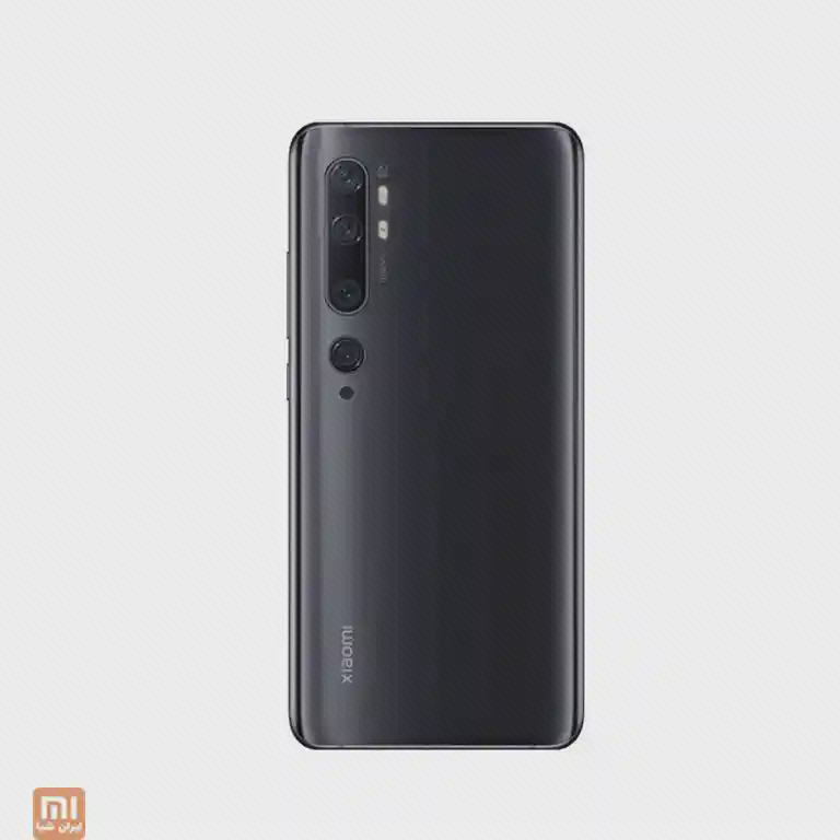 قاب پشتی مشکی Mi Note 10 با چیدمان عمودی پنج دوربین