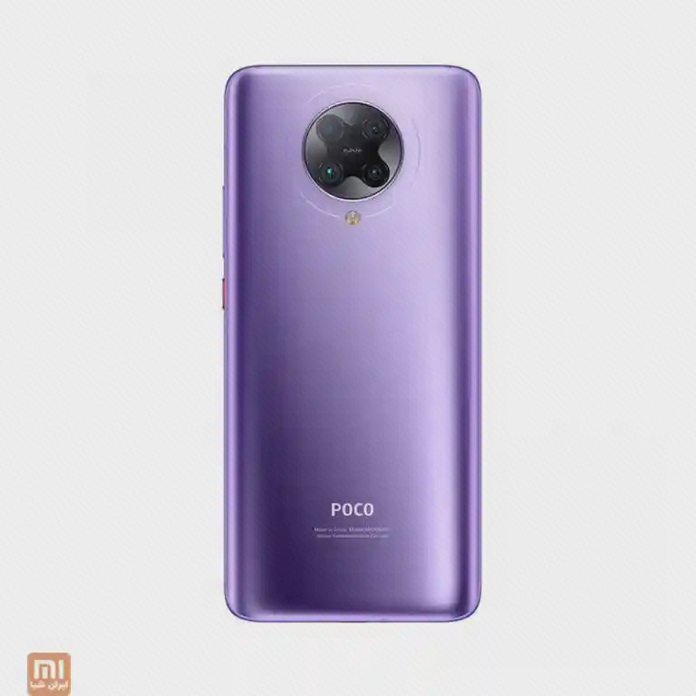 پشت بنفش POCO F2 Pro با مجموعهٔ گرد چهار دوربین و فلش زیر آن
