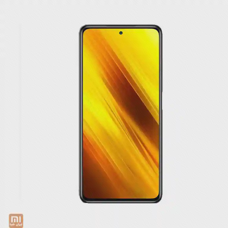 نمای جلوی POCO X3 NFC با تصویر زرد و دوربین سلفی مرکزی