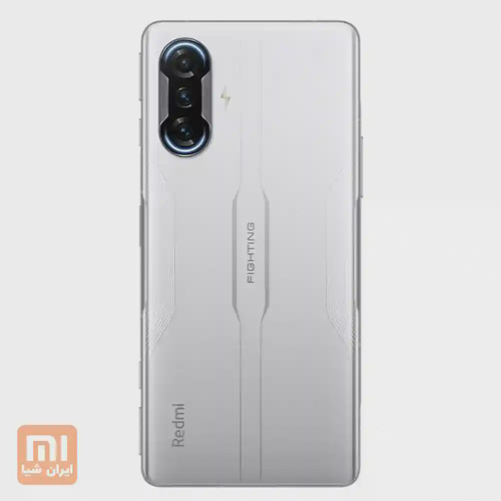 پشت روشن Redmi K40 Gaming با سه دوربین عمودی و نقش هندسی بدنه