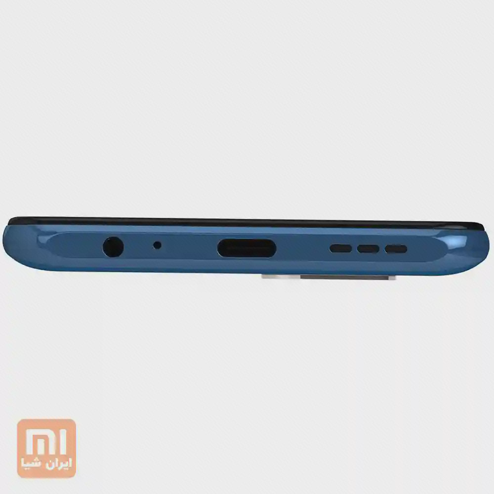 درگاههای لبهٔ پایین Note 10S لبهٔ پایین Redmi Note 10S با جک هدفون، سوراخ میکروفون، درگاه USB-C و شبکهٔ بلندگو