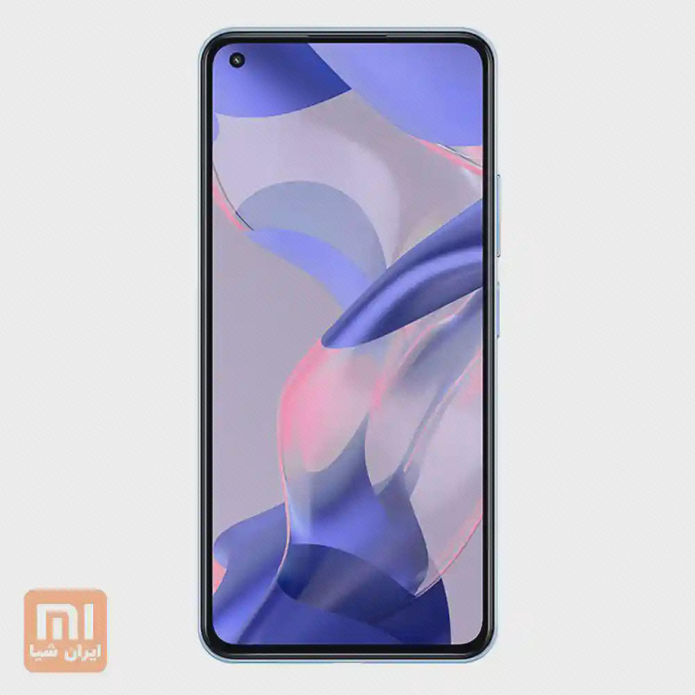 نمای روبه‌روی Xiaomi 11 Lite 5G NE با حفرهٔ دوربین سلفی در گوشهٔ چپ نمایشگر
